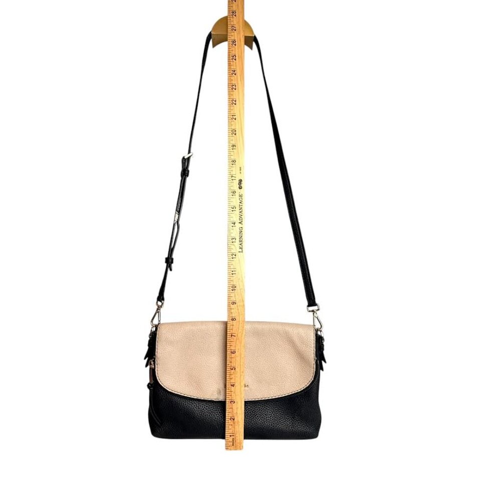 Kate Spade Black & Cream Pebbled Leather Shoulder Bag Crossbody Adjustable Strap - Picture 9 of 13